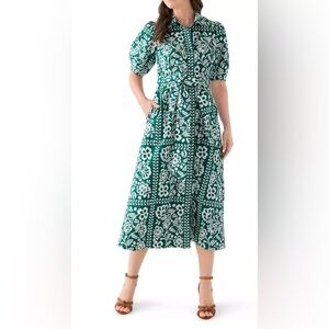 Crown & Ivy Green and White Patterned Midi Dress